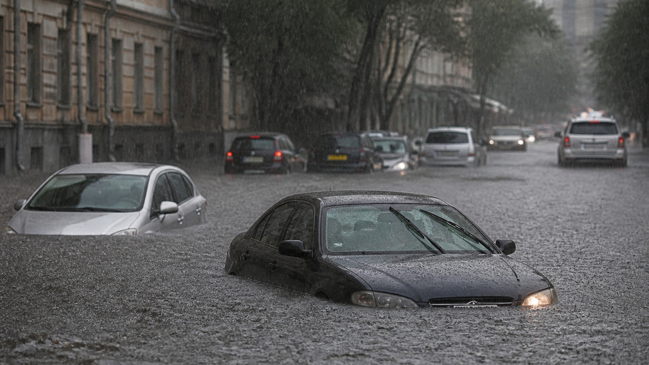 Екатеринбург ушел под воду: ливень парализовал транспорт Мощный ливень с грозой обрушился на Екатеринбур...