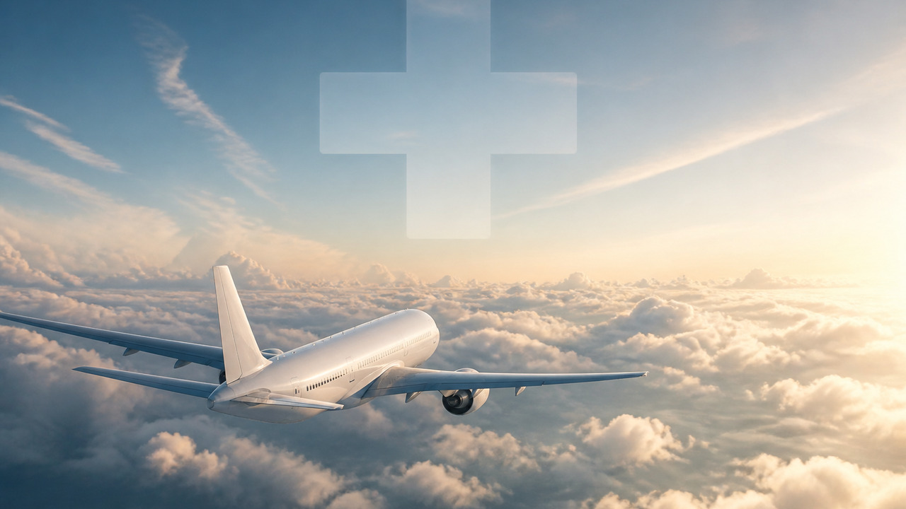 Суд во Франции признал рак у стюардессы Air France профзаболеванием Самолет в небе над облаками, намекающий на связ...