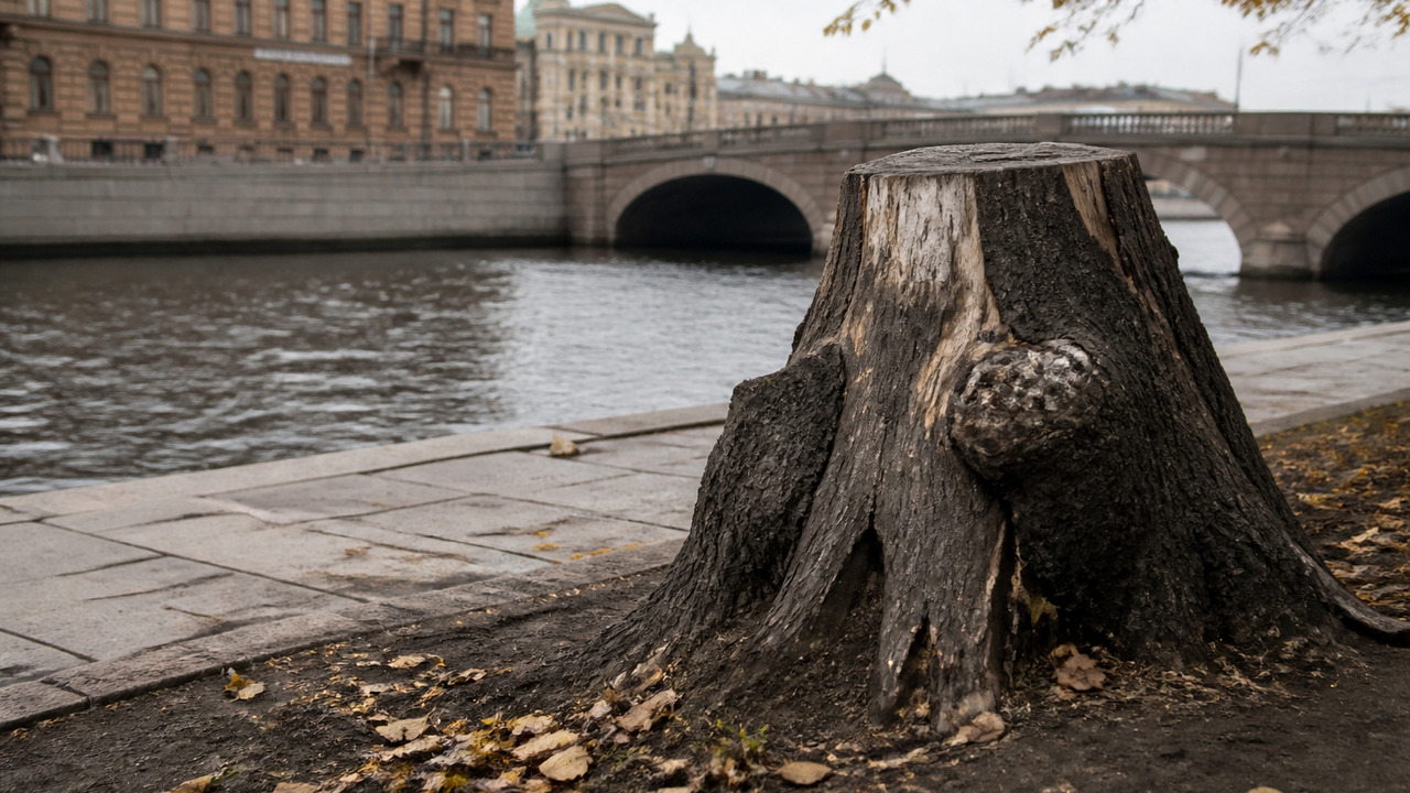 В Петербурге у Банковского моста спилили старый тополь, знакомый игрокам Call of Duty В Петербурге у Банковского моста спилили старый...
