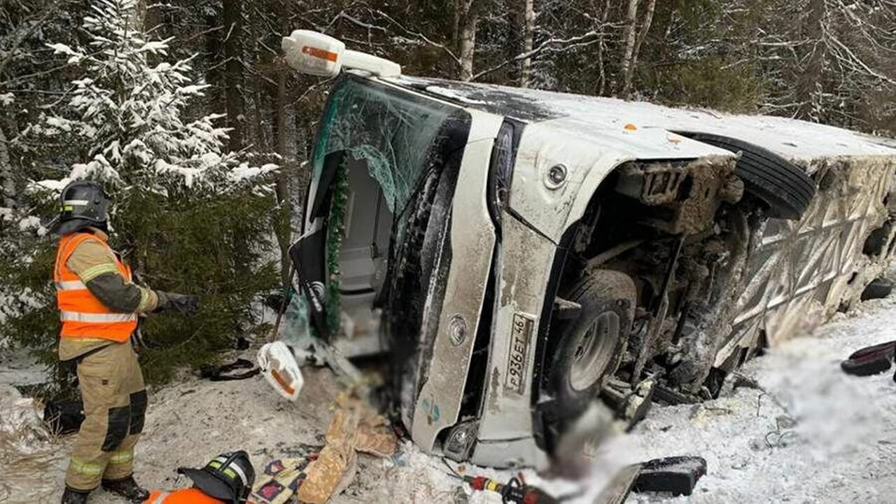 В Карелии перевернулся туристический автобус, п...