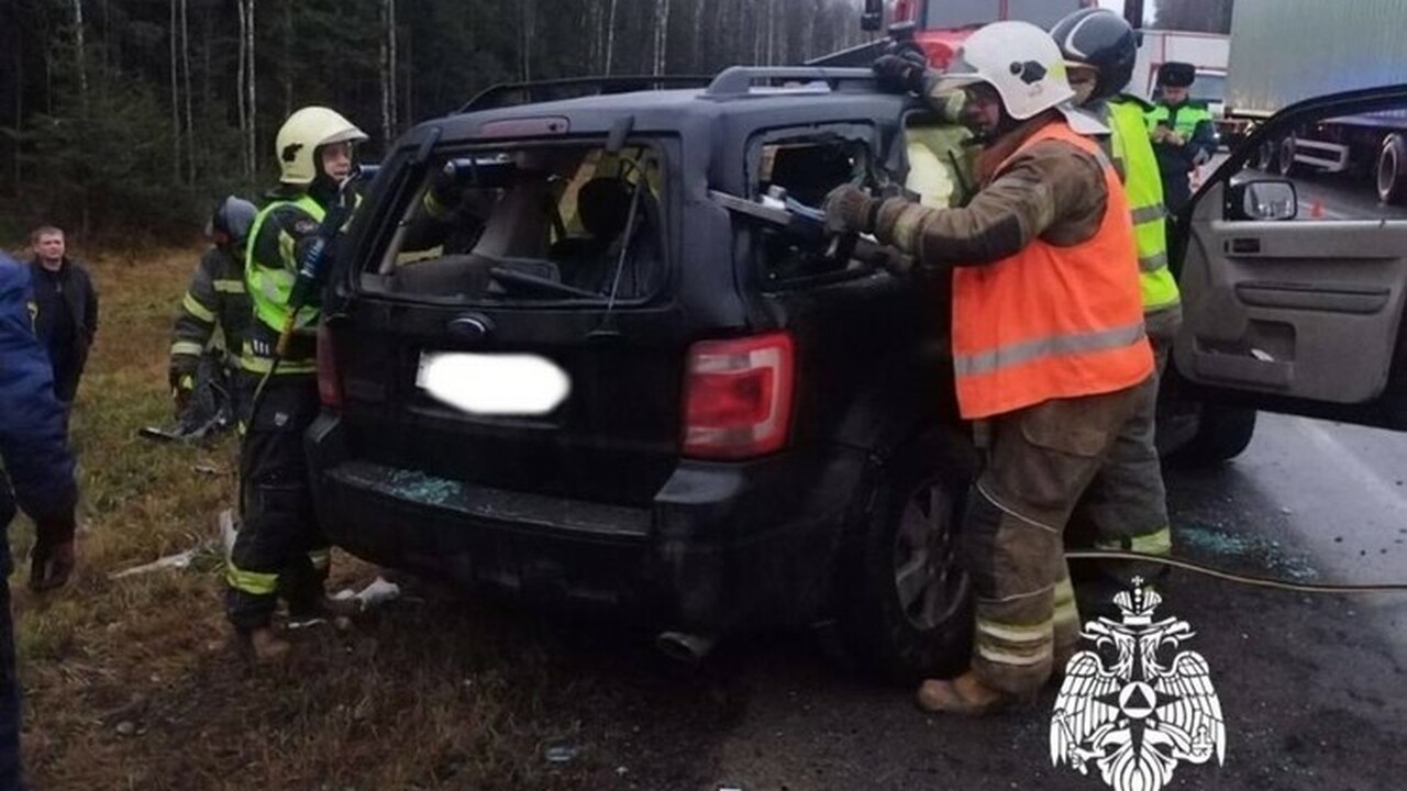 В Карелии спасателям пришлось распилить машину,...